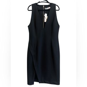 N Nicholas Midi Black Deep V-Neck Dress Size 12
